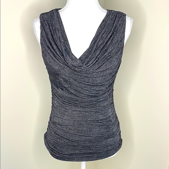 H&M Charcoal Sleeveless Ruched Tank Top with Cowl Neckline. Small - Picture 1 of 9